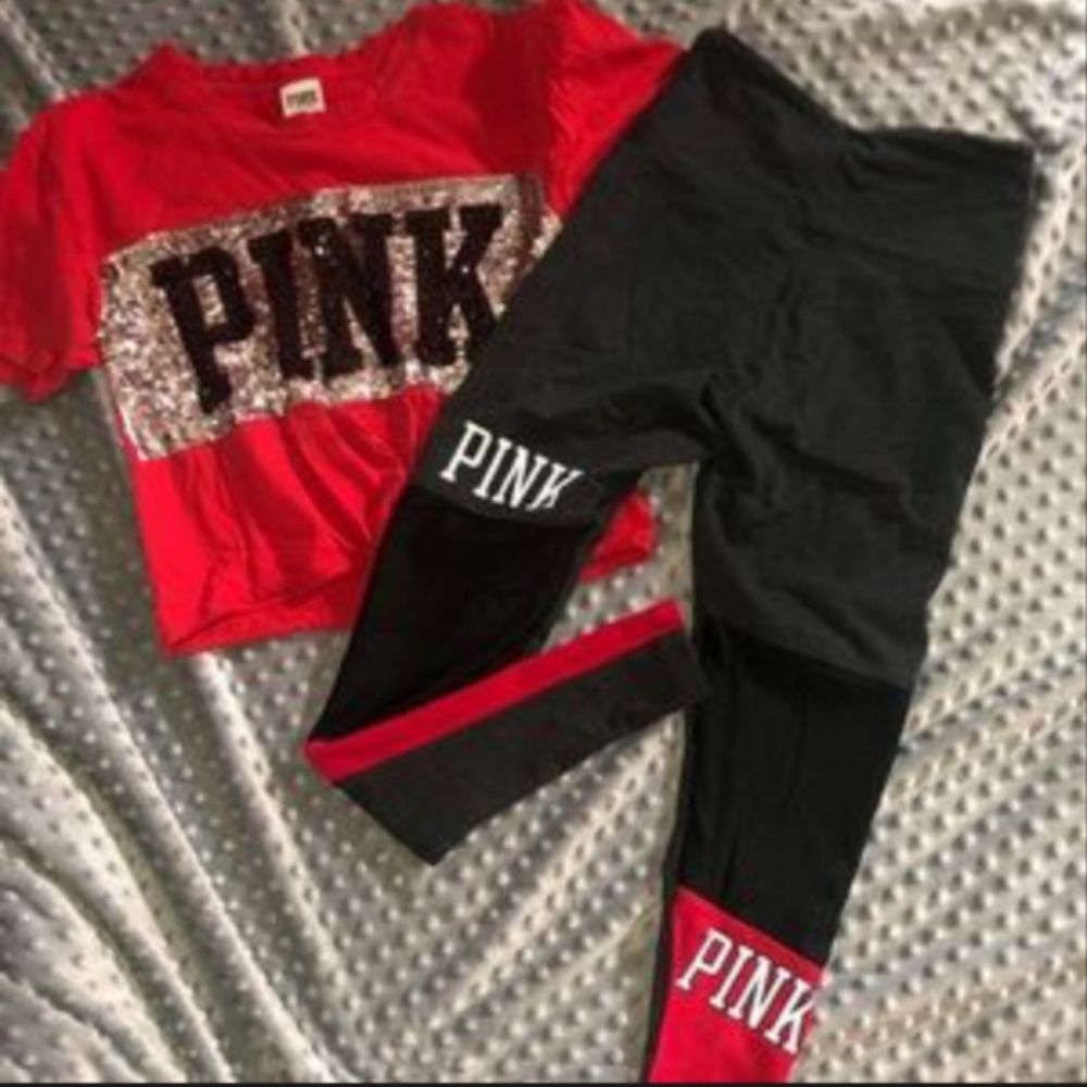 Pink crop \ legging set